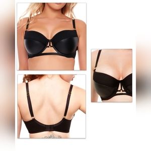 Rougette by Tutti Rouge Wren Black PVC Padded Balconette Bra, UK 48FF/USA 48H